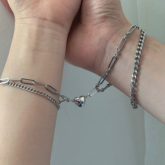 Connecting Hearts Couple Chain Bracelets