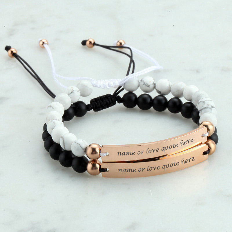 Engraved Matching Couple Bracelets Set