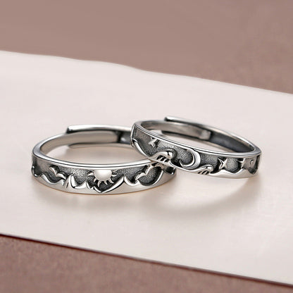 Engravable Sun and Moon Couple Wedding Rings